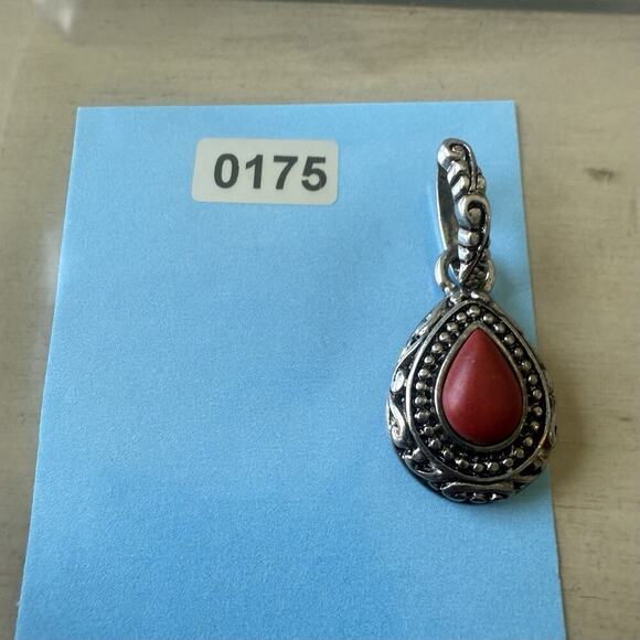 Premier Designs Pendant Teardrop Silver Tone Coral Color - Picture 6 of 6